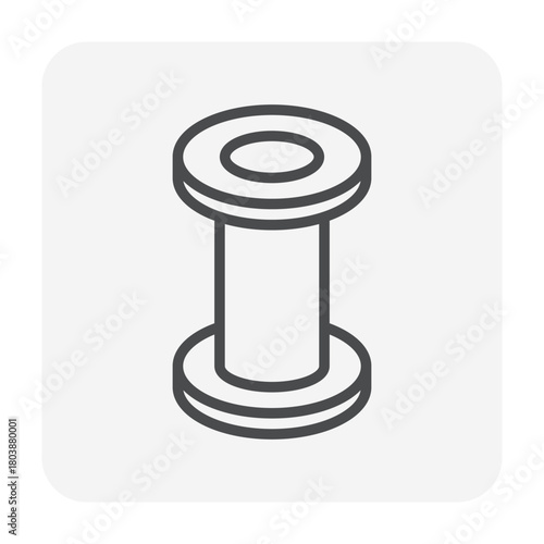 Pipe flange vector icon in black thin outline style with editable stroke. Linear symbol representing pipeline connection, industrial piping, plumbing systems, fluid transport, gas distribution.