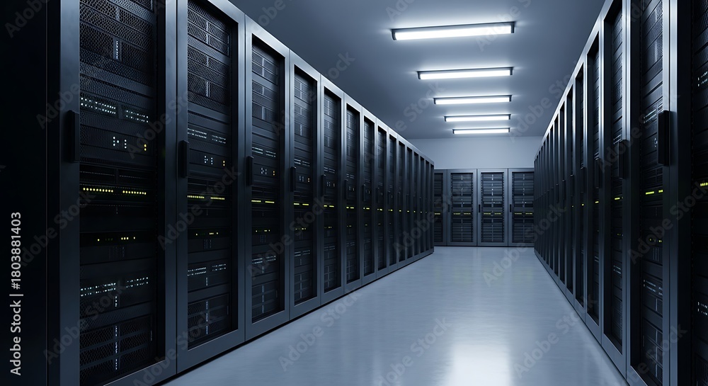 Obraz premium Secure Data Center Infrastructure for Cloud Computing and Digital Transformation Success: Reliable Servers for Modern Business IT Solutions and Cyber Security