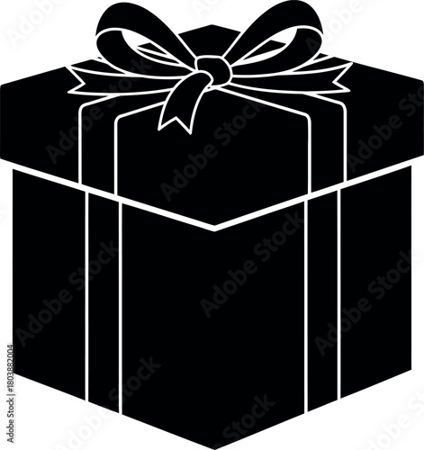 Gift box with decorative ribbon bow, present for a celebration