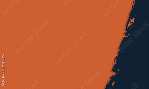 A modern background featuring a two-tone design with a textured brushstroke effect, divided between a solid orange area and a dark blue painted section, with empty space intentionally left for design 
