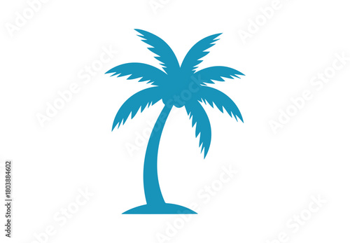 Vector illustration of a palm tree silhouette, isolated on a white backdrop. Cutout design of a coconut tree.