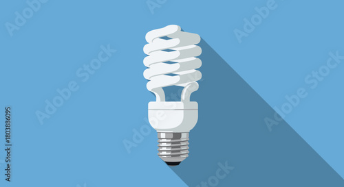 A flat-design illustration of a compact fluorescent lamp, showcasing energy efficiency and modern lighting solutions for homes and businesses.