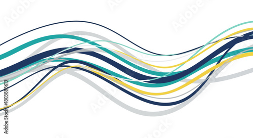 Wavy colorful lines on a white background