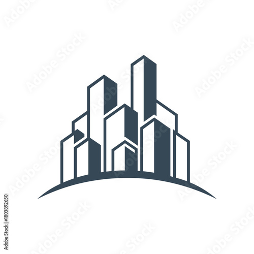 Modern Abstract City Skyline Emblem for Urban Architecture and Real Estate Development