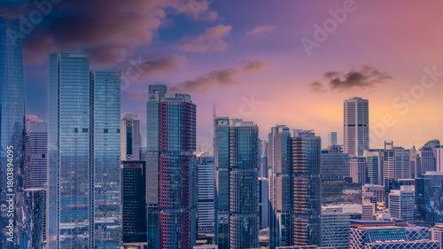 18 November 2025 Panoramic night view of Sydney Harbour and City Skyline of NSW Australia beautiful colourful skies on a beautiful spring day