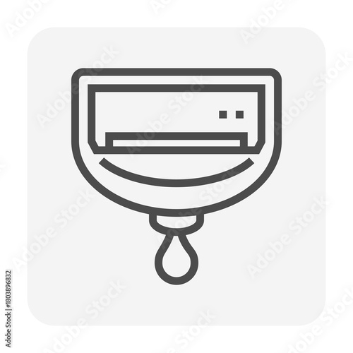 Air conditioner cleaning cover vector icon in thin line style with editable stroke. Simple outline illustration of AC washing bag used for HVAC maintenance, air conditioning cleaning, repair service.