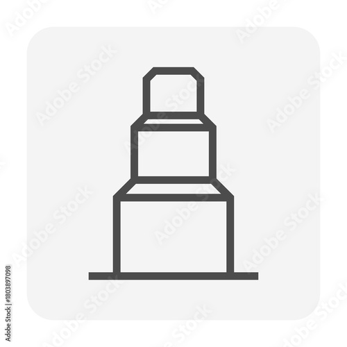 Step drill bit in side view vector icon design in thin black outline style with editable stroke, precision drilling tool for metalworking, woodworking, electrical installation, and engineering project