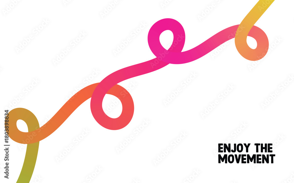 Fototapeta premium Colorful flowing gradient line abstract design on white background art