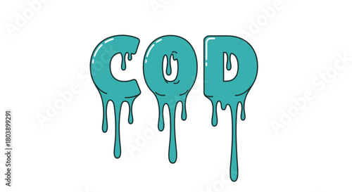 Cool turquoise dripping letters COD for creative designs and branding