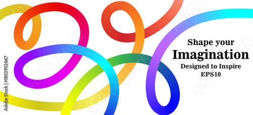 Rainbow abstract swirls on a white background, vibrant and flowing