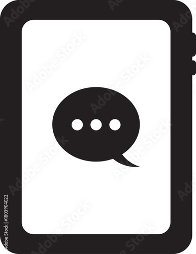 チャットマークがついたタブレット端末のフラットアイコン