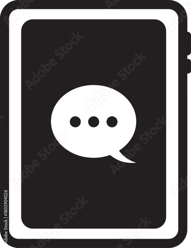 チャットマークがついたタブレット端末のフラットアイコン