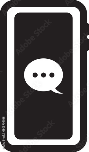 チャットマークがついた携帯電話のフラットアイコン