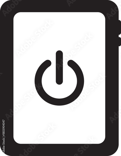 電源マークがついたタブレット端末のフラットアイコン