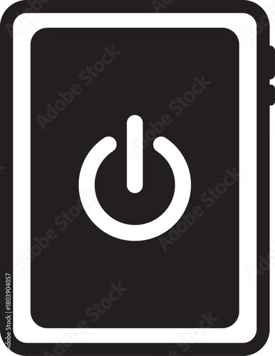 電源マークがついたタブレット端末のフラットアイコン