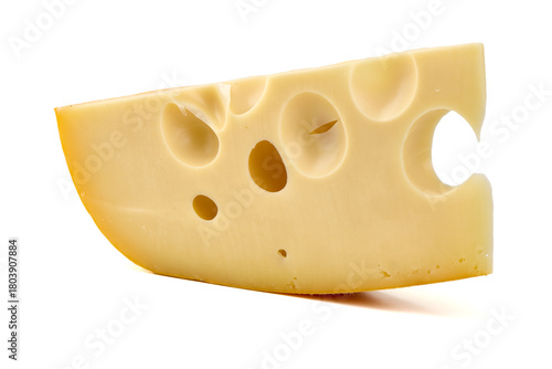 Swiss Cheese Wedge, isolated on white background