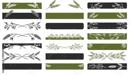 Rustic Farmhouse Distressed Doodle Divider Collection Wheat Stalk Organic Separators