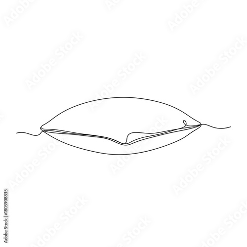 Open pillow with visible zipper in minimalist line art style