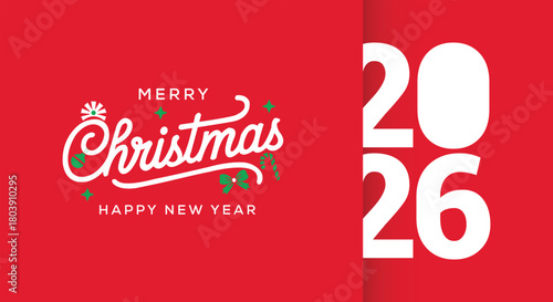 2026 Happy New Year Greeting Vector. Elegant Color 2026 New Year Typography on White Background Brochure design template, banner. Vector Illustration EPS.