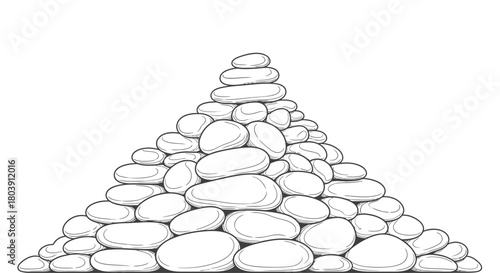 Zen stone stack outline illustration for mindfulness coloring books