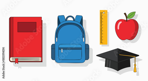 Educational elements collection vector illustration back to school learning knowledge study flat design concept isolated