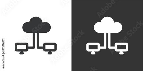 Cloud Computing Network icon. Solid glyph series icon