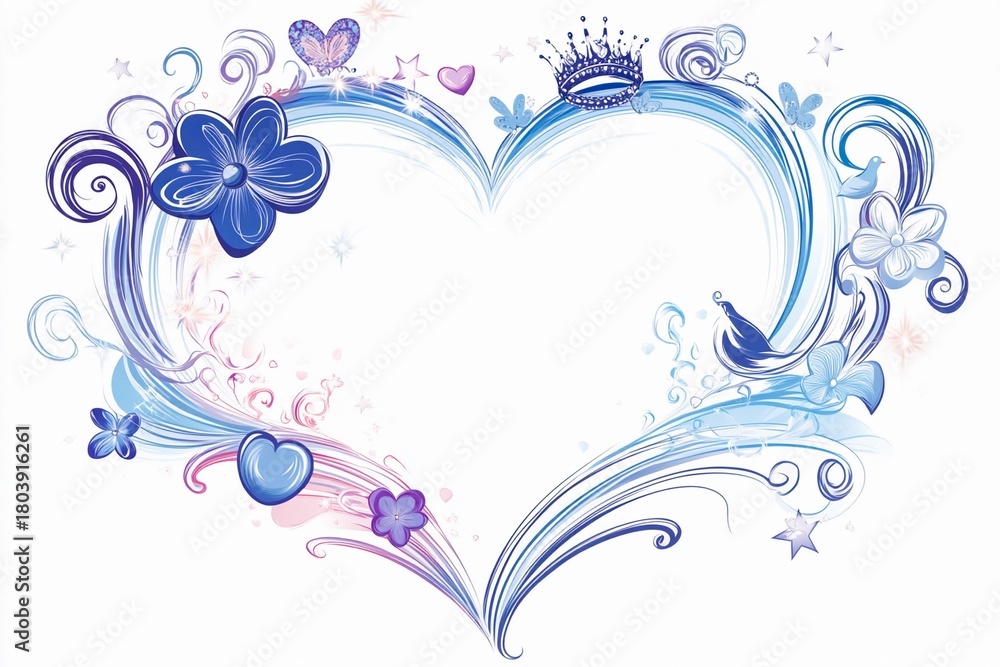 Naklejka premium Fluid petal heart frame for Valentine's Day and special celebrations