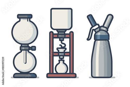 Coffee preparation equipment including syphon brewer and whipped cream dispenser