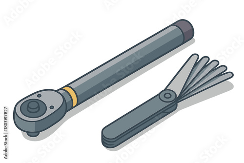 Essential mechanical tools torque wrench and precision feeler gauge set
