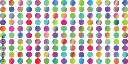 A collection of colorful gradient circles in a grid pattern, isolated on a