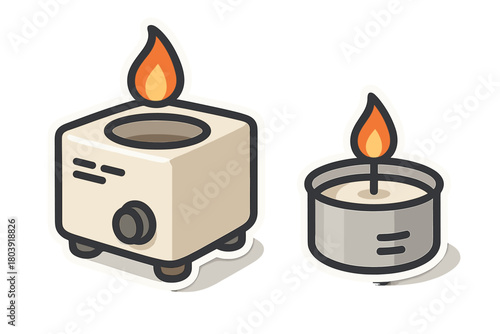 Electric wax warmer and scented tea light candle burning