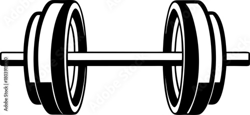 Barbell fitness stock illustration line vector vector icon , black and white , white background