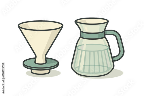 Pour over coffee dripper and glass carafe set for manual brewing equipment