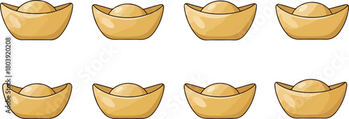 Eight Golden Ingots: Symbolizing Wealth and Prosperity in Chinese Culture.