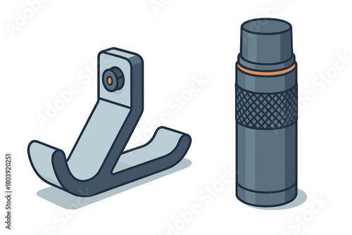 Isometric view of prosthetic running foot blade attachment and cylindrical connector part for bionic limbs