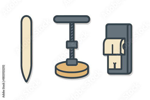 Household hygiene and maintenance icons including nail, plunger, and toilet paper holder