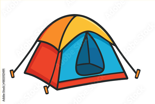 Colorful dome camping tent for outdoor adventure, hiking, and recreational travel