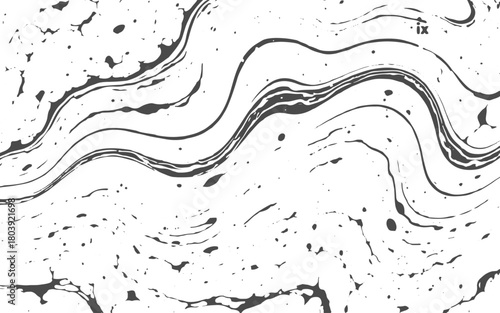 Black Marble ink texture acrylic painted waves texture background. Grunge black and white abstract dirty textured background. Scratch lines.