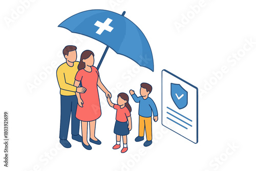 Family protected by health insurance policy under a medical cross umbrella