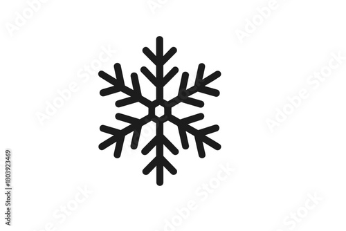 Simple geometric black snowflake symbol representing winter weather and freezing temperatures