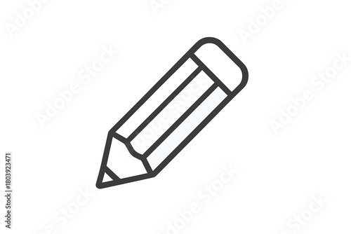 Sharpened pencil with an eraser depicted in simple black outline style