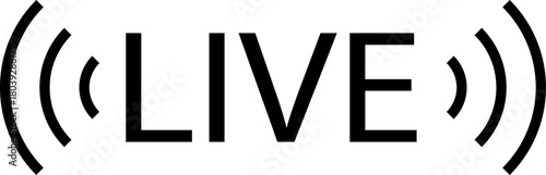 Live streaming icon. Live broadcast video broadcasting icon. Broadcast symbol. Social media live video. Red button sign for news, shows, video, TV, movies. Vector icon illustration, PNG or JPG