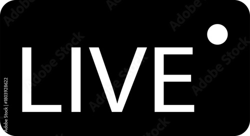 Live streaming icon. Live broadcast video broadcasting icon. Broadcast symbol. Social media live video. Red button sign for news, shows, video, TV, movies. Vector icon illustration, PNG or JPG