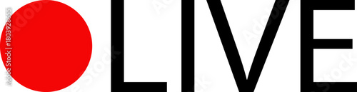 Live streaming icon. Live broadcast video broadcasting icon. Broadcast symbol. Social media live video. Red button sign for news, shows, video, TV, movies. Vector icon illustration, PNG or JPG