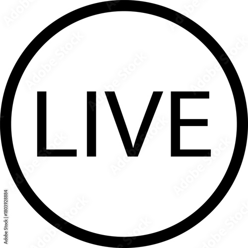 Live streaming icon. Live broadcast video broadcasting icon. Broadcast symbol. Social media live video. Red button sign for news, shows, video, TV, movies. Vector icon illustration, PNG or JPG