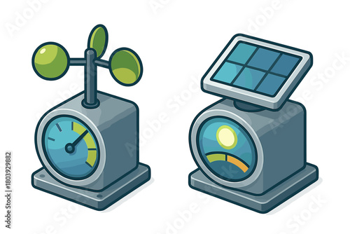 Weather monitoring station with anemometer wind speed sensor and solar panel