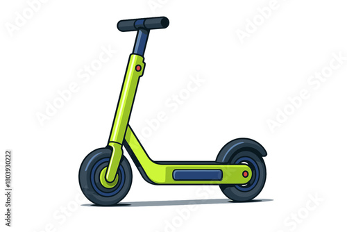 Vibrant green electric kick scooter used for fast city commuting and urban sharing programs