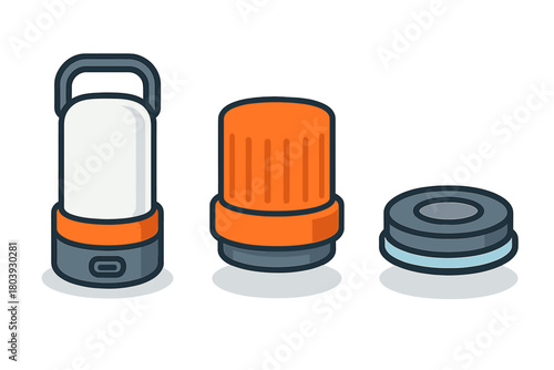 Portable camping lantern and emergency warning beacon light set for outdoor safety