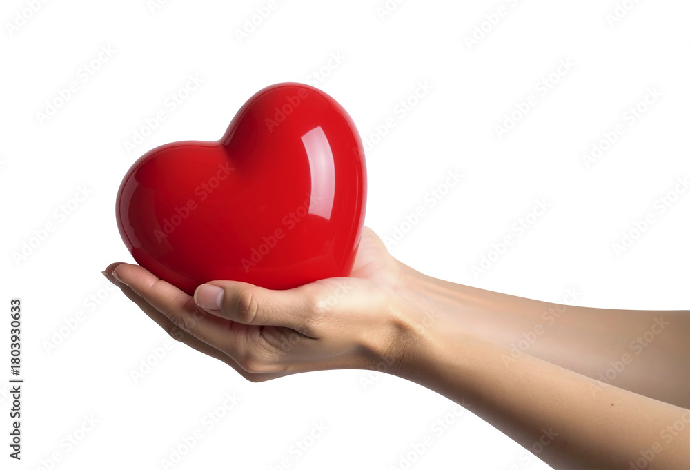 Obraz premium Mani e cuore concetto di amare e donare, su sfondo trasparente