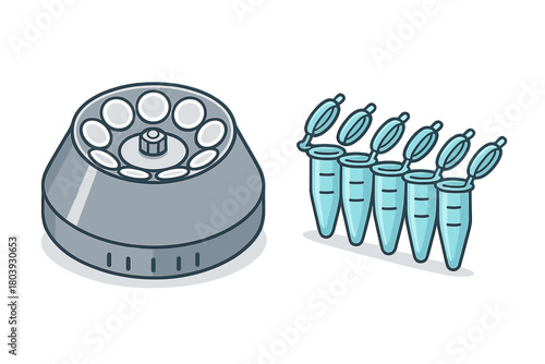 Centrifuge rotor head and open microcentrifuge tubes for molecular biology research